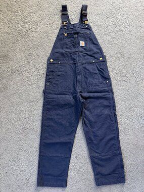 Carhartt R01-M Navy Blue Duck Bib Overalls in Men's Size 36x30 - Excel. Like New